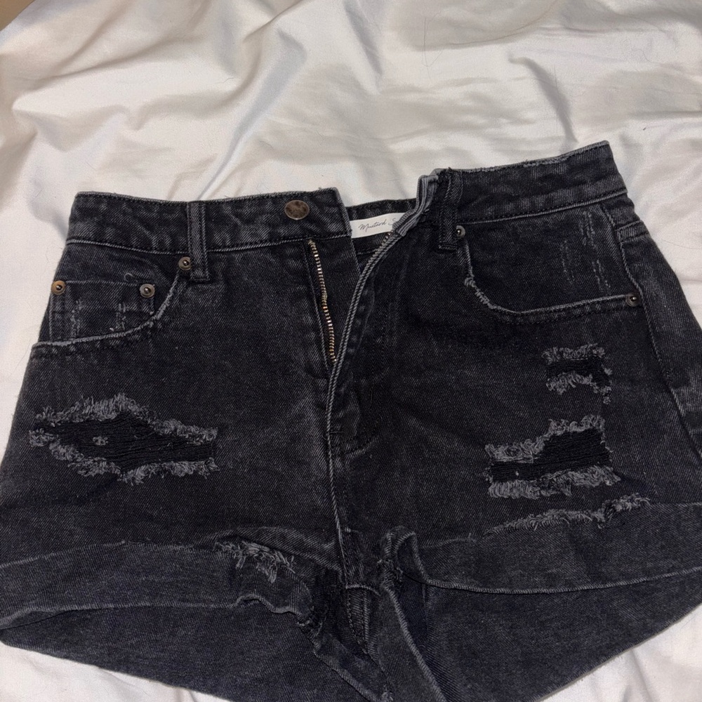 Black high waisted denim shorts